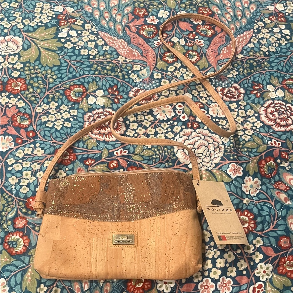 NWT Montado cork Beige and Brown Crossbody Bag